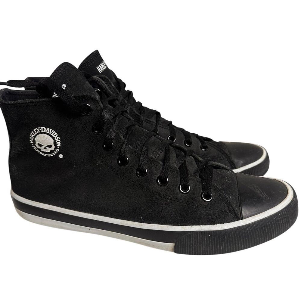 Harley Davidson Men’s Baxter Hi Top Leather Sneakers Mens Sz 10 Black Moto Biker - Picture 9 of 14